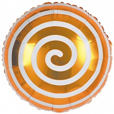 Фольгированный шар (46 см) Леденец Спираль, Оранжевый